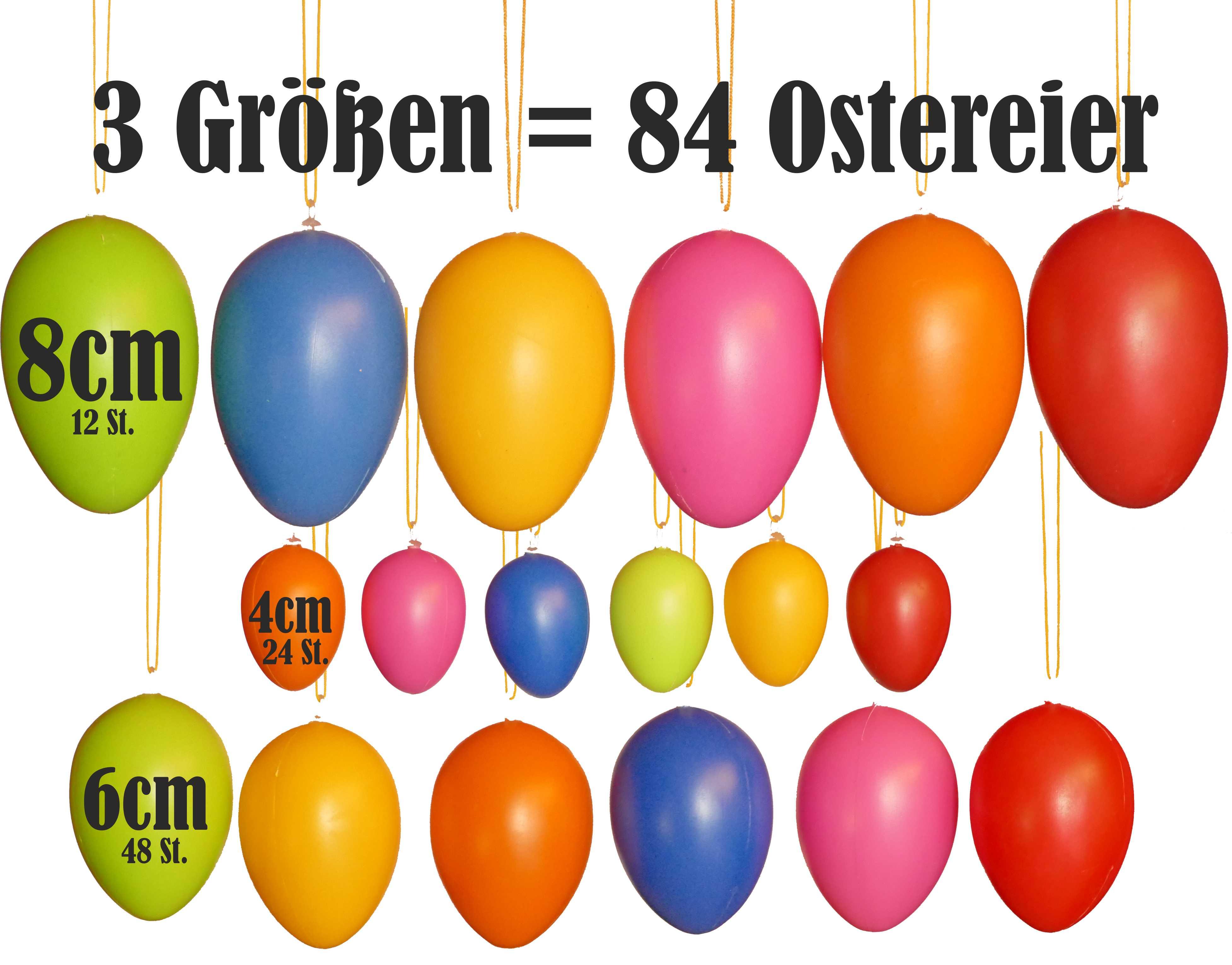 84 Ostereier 24x 4cm 48x6cm 12x 8cm Kunststoff Osterdeko