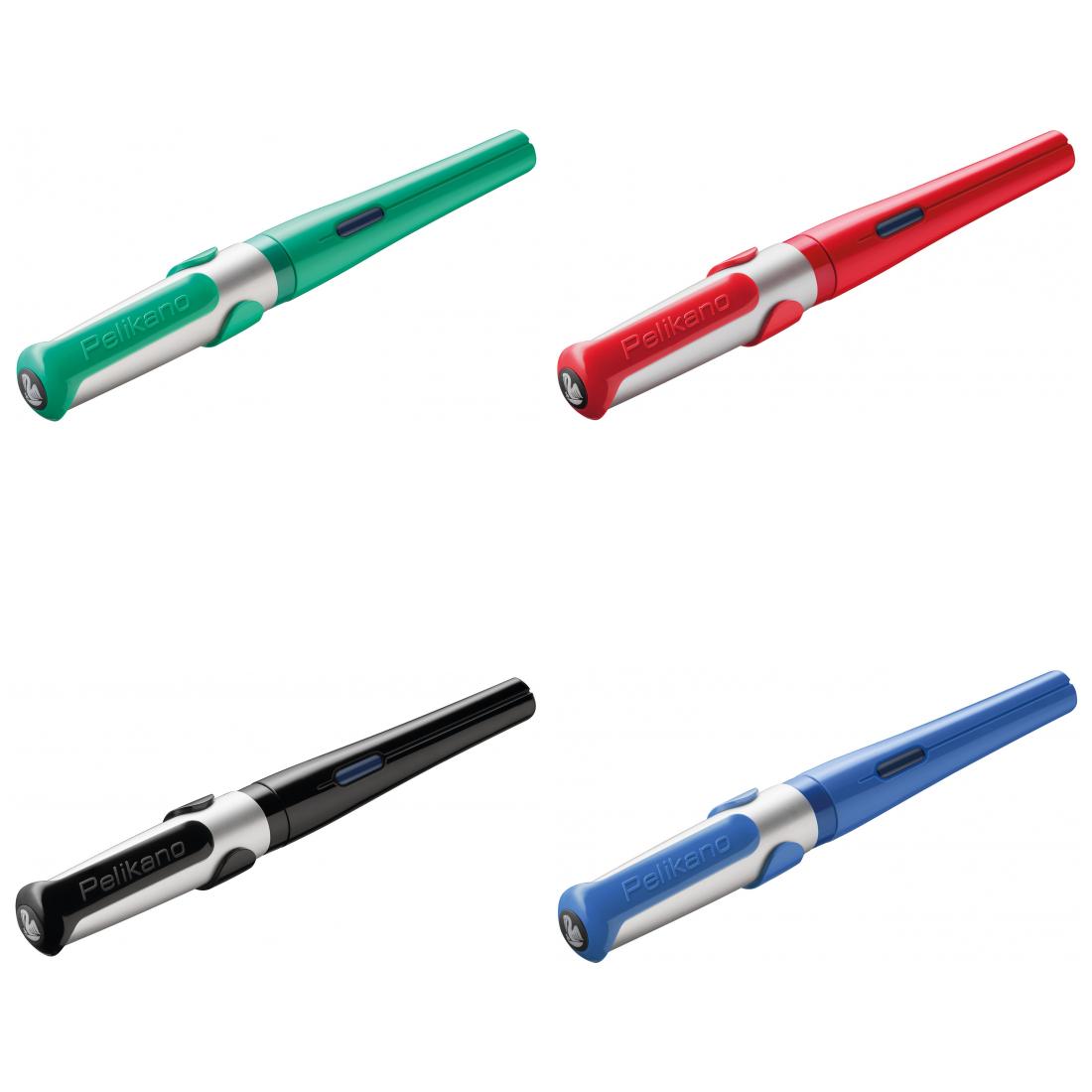 Pelikan Füller Pelikano Feder M (Mittel) für Rechtshänder grün rot schwarz oder blau